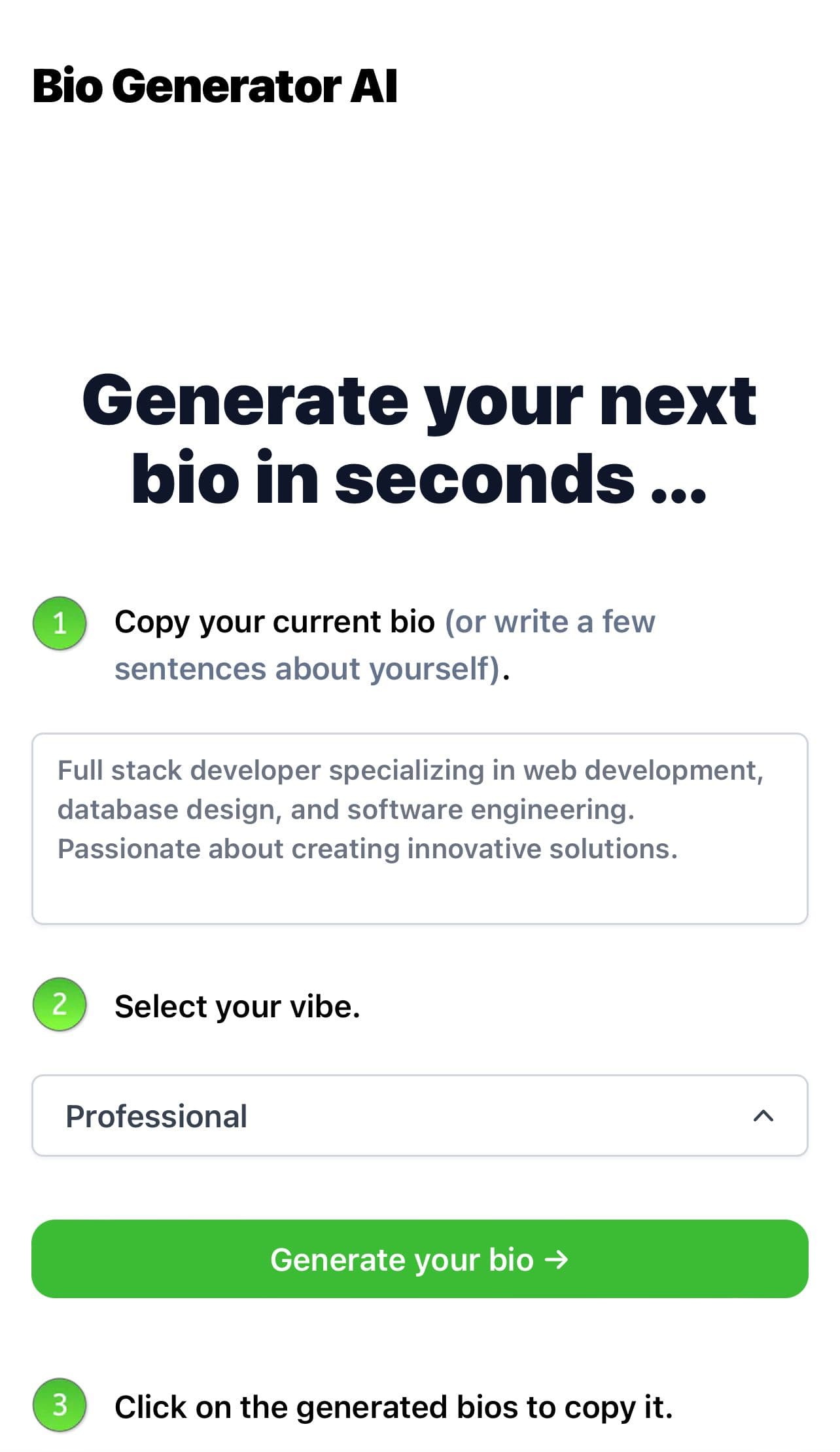 Bio Generator AI